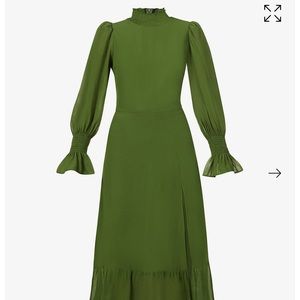 reformation green long sleeve dress